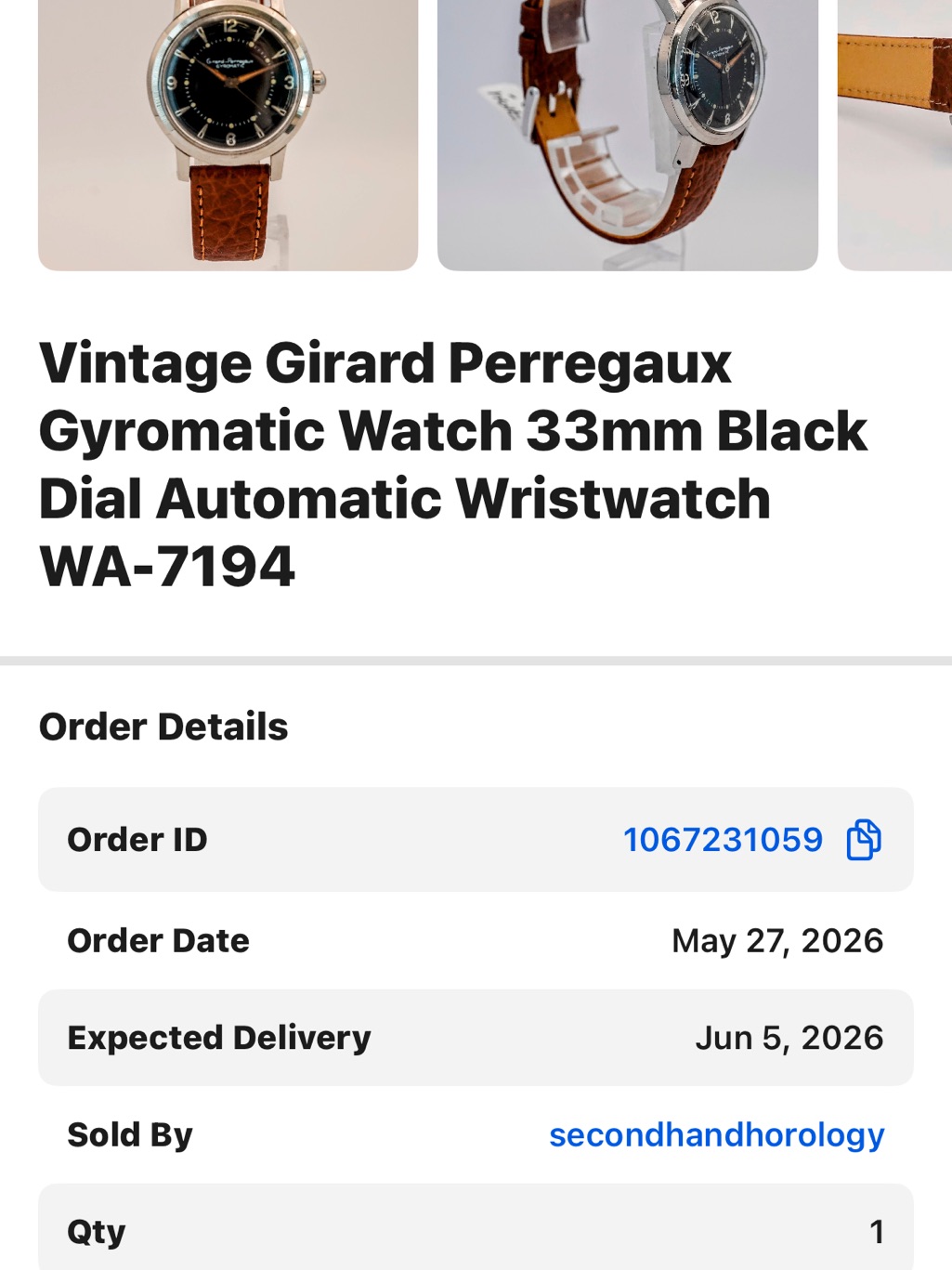 Gyromatic Automatic Watch Black Dial Brown Strap Unisex Gyromatic Automatic Watch Black Dial Brown Strap Unisex